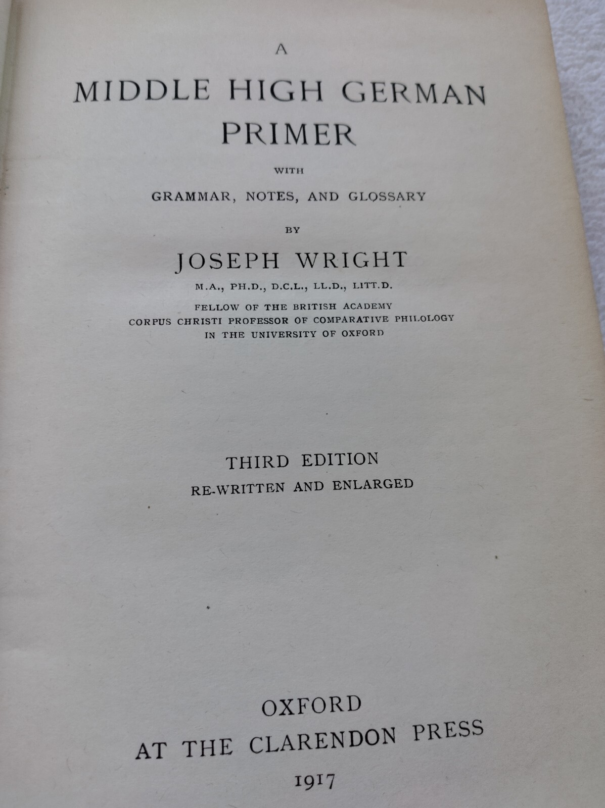 Middle High German Primer 1917 Third Edition Joseph Wright HB English & German