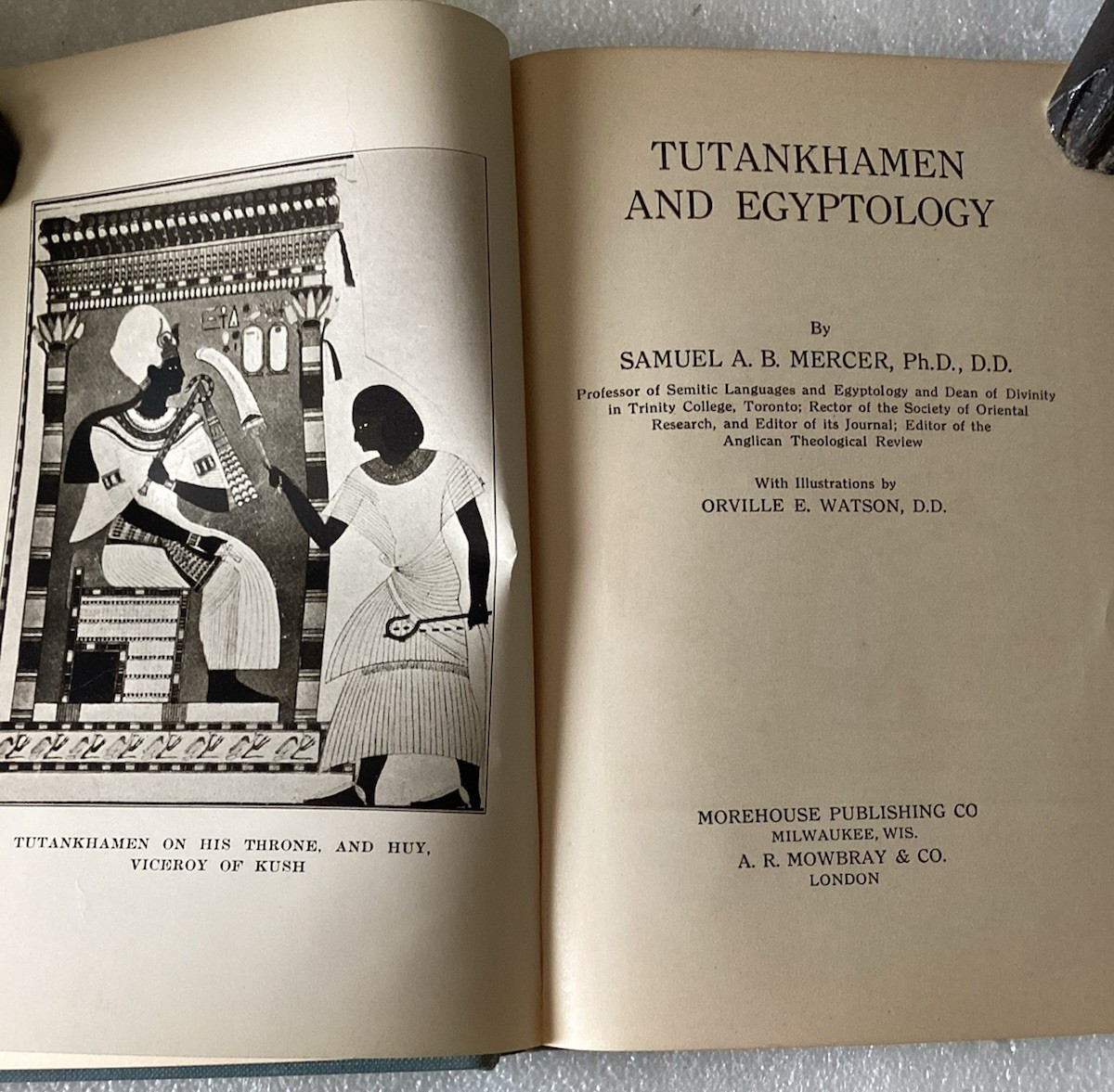 TUTANKHAMEN AND EGYPTOLOGY by SAMUEL A. B. MERCER/GOOD+ 1923 MOREHOUSE HC