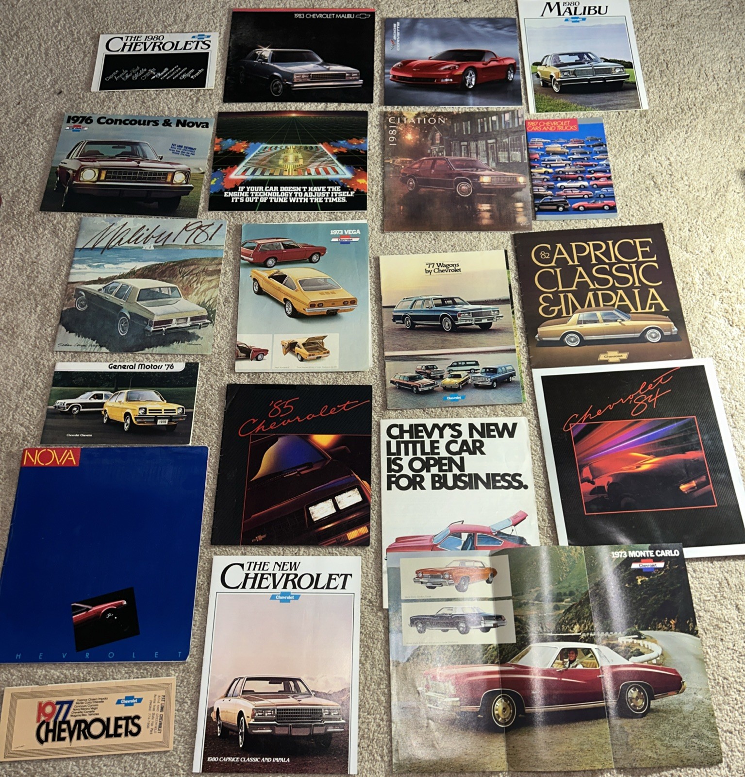 Collection 20 Different Vintage CHEVROLET BROCHURES 1970 – 2005 (Lot #1)
