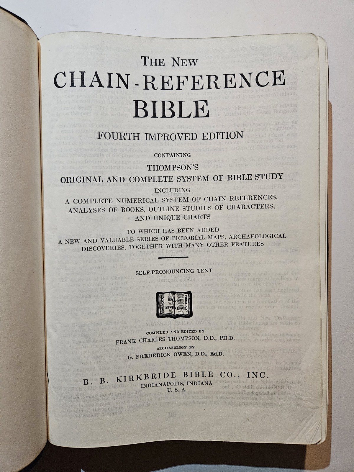 New Chain Reference Bible Thompson BB Kirkbride 1964 Leather Black Vintage