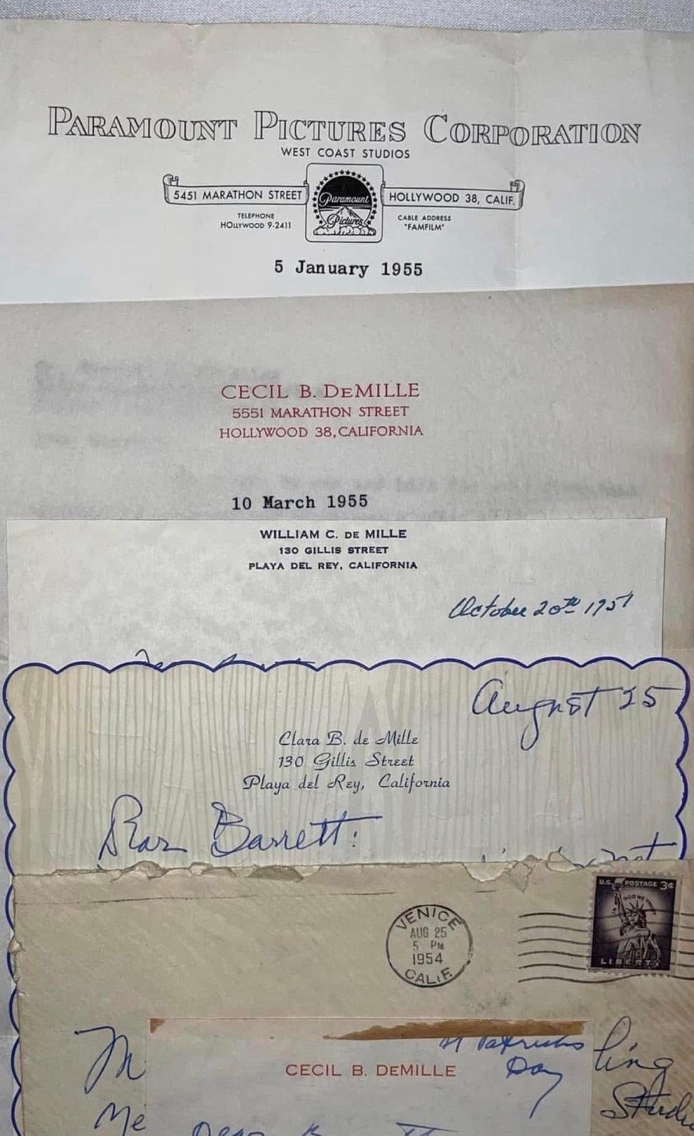 Hollywood Saga Signed Cecil – William Demille Book 1939 + 5 Rare Letters