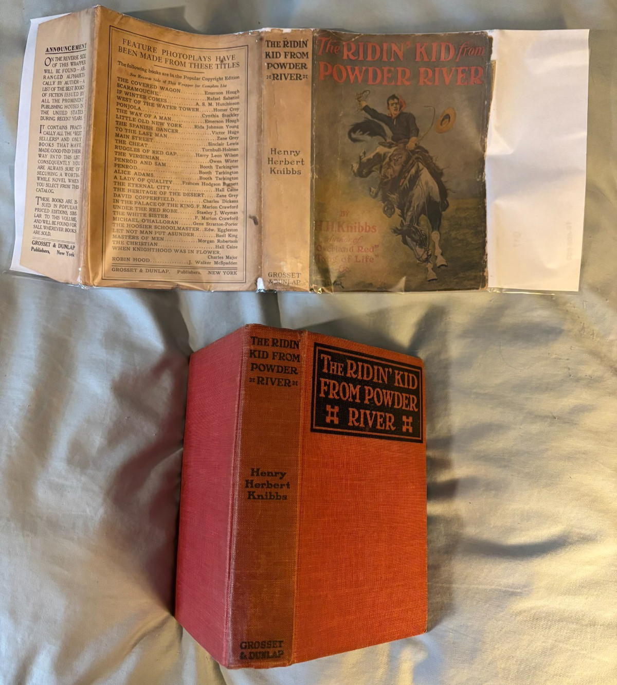 The Ridin‘ Kid from Powder River – Grosset movie tie-in DJ c1924 G+ Hoot Gibson