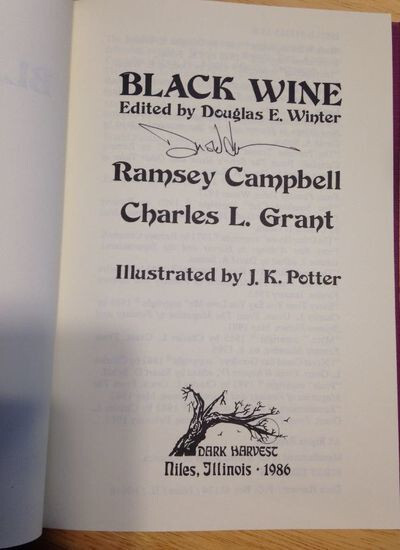 Black Wine Douglas Winter 1986 Dark Harvest 1st ed. Signed by Winter Horror