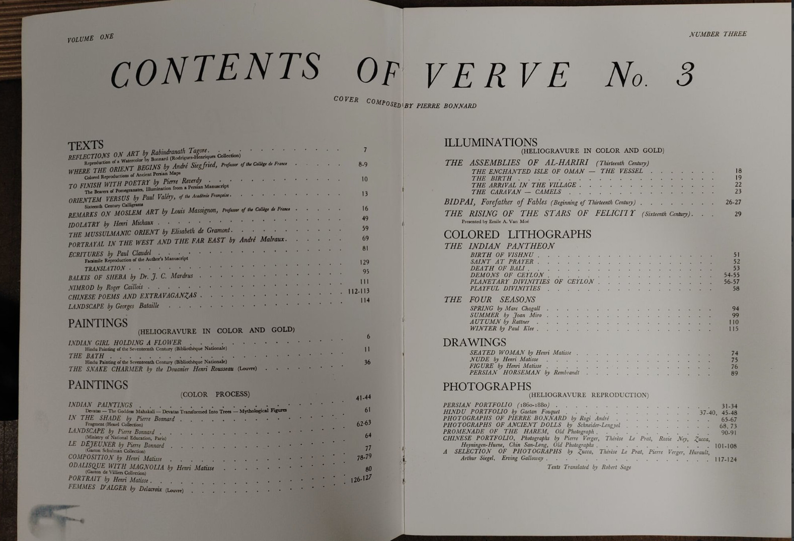 .VERVE #3, COMPLETE, MINT CONDITION, + 10 FREE MIRO & CHAGALL ORIG. LITHOS,
