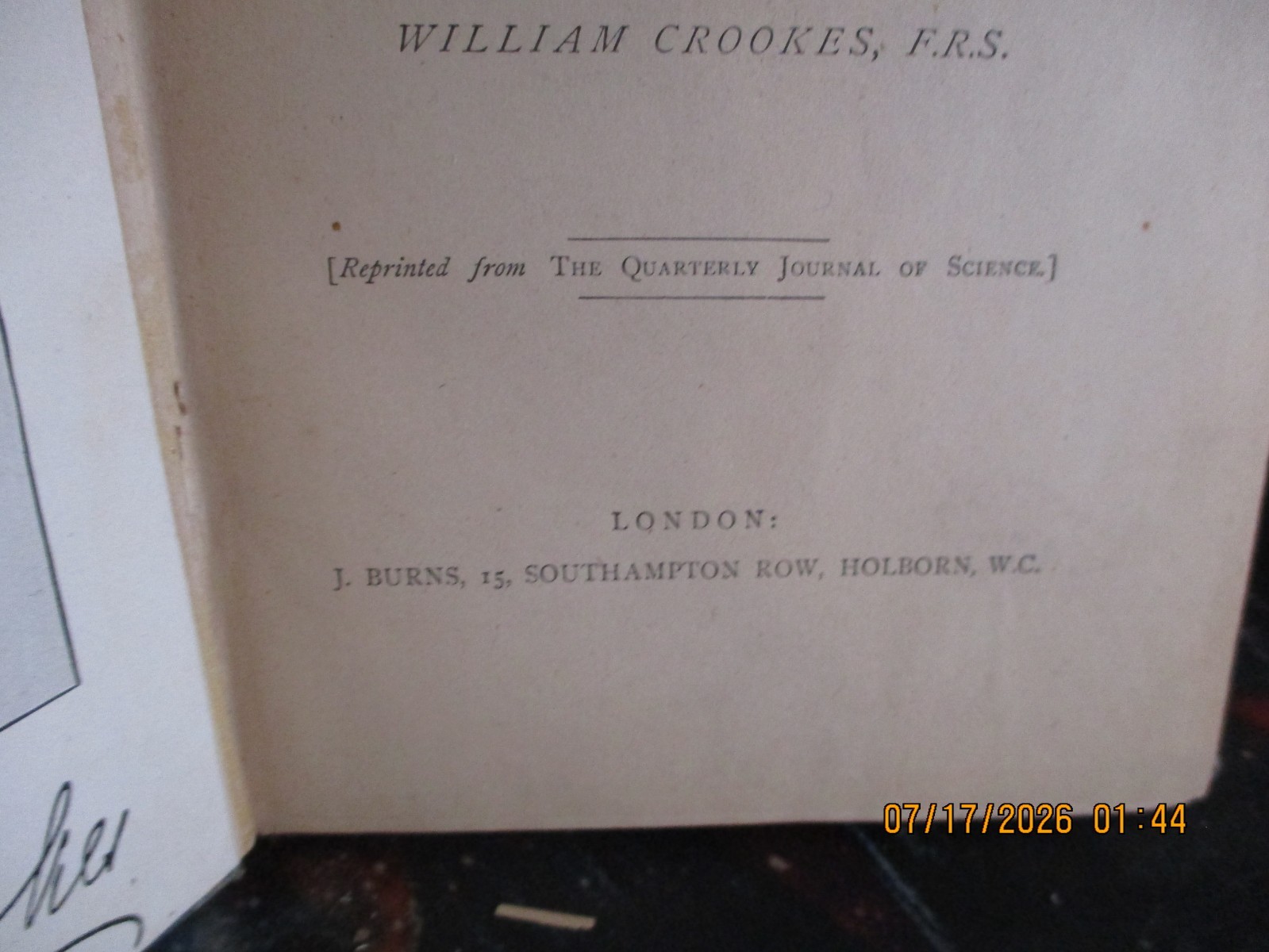 Researches in the Phenomena of Spiritualism by William Crookes c. 1871