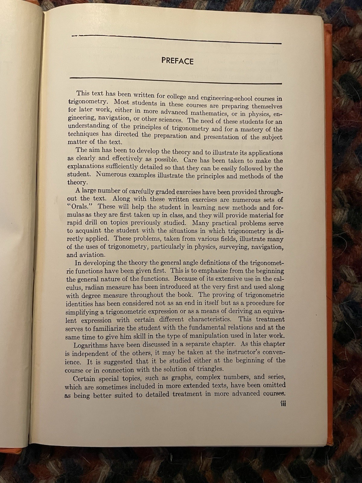 1st Edition 1943 PLANE AND SPHERICAL TRIGONOMETRY Hardcover Book by Ballou