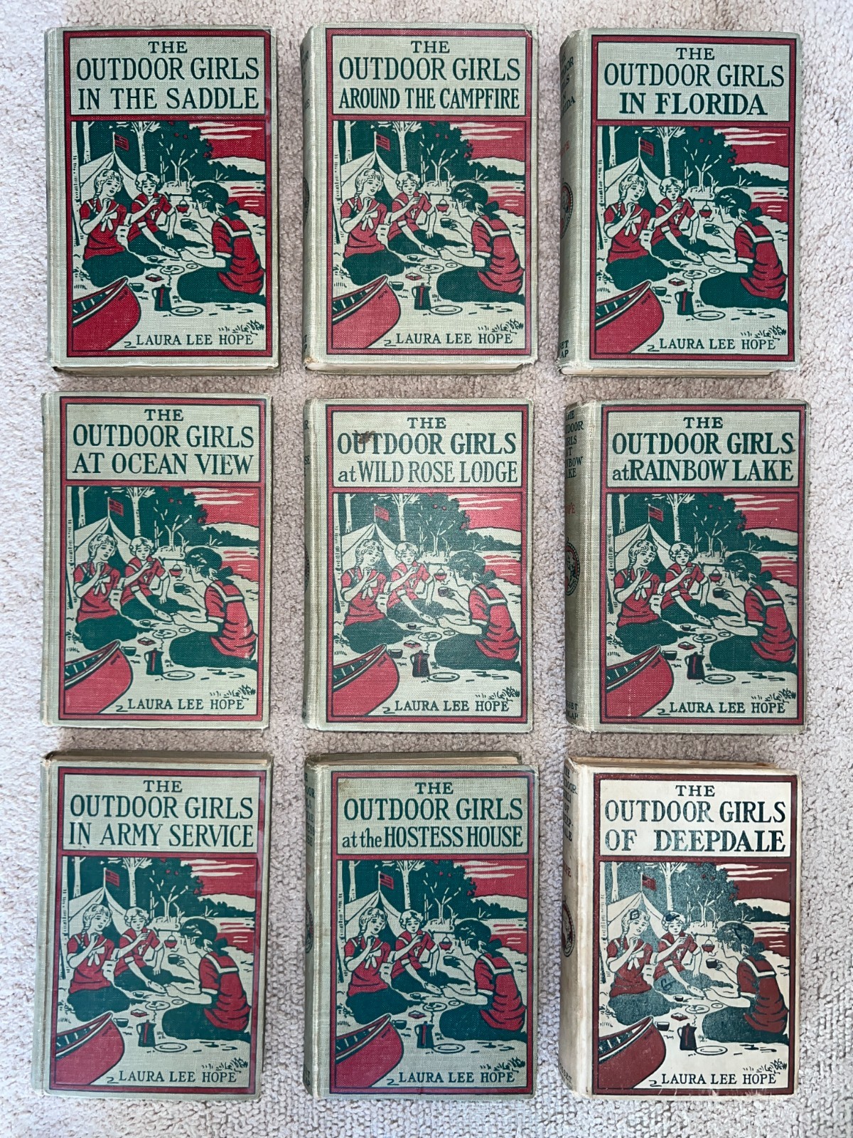 Outdoor Girls: Lot of 9 Books 1913-1925 in Good Vintage Condition