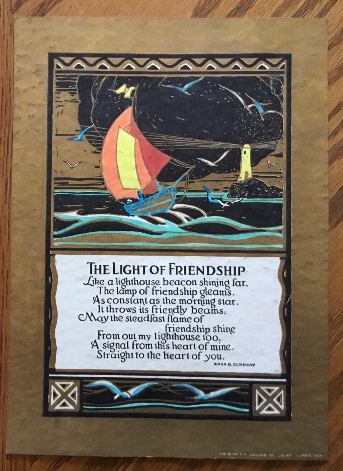 Rare VG 1920s Volland Salesman Friendship Ship 6.5 X 9 inches Greeting Card #10