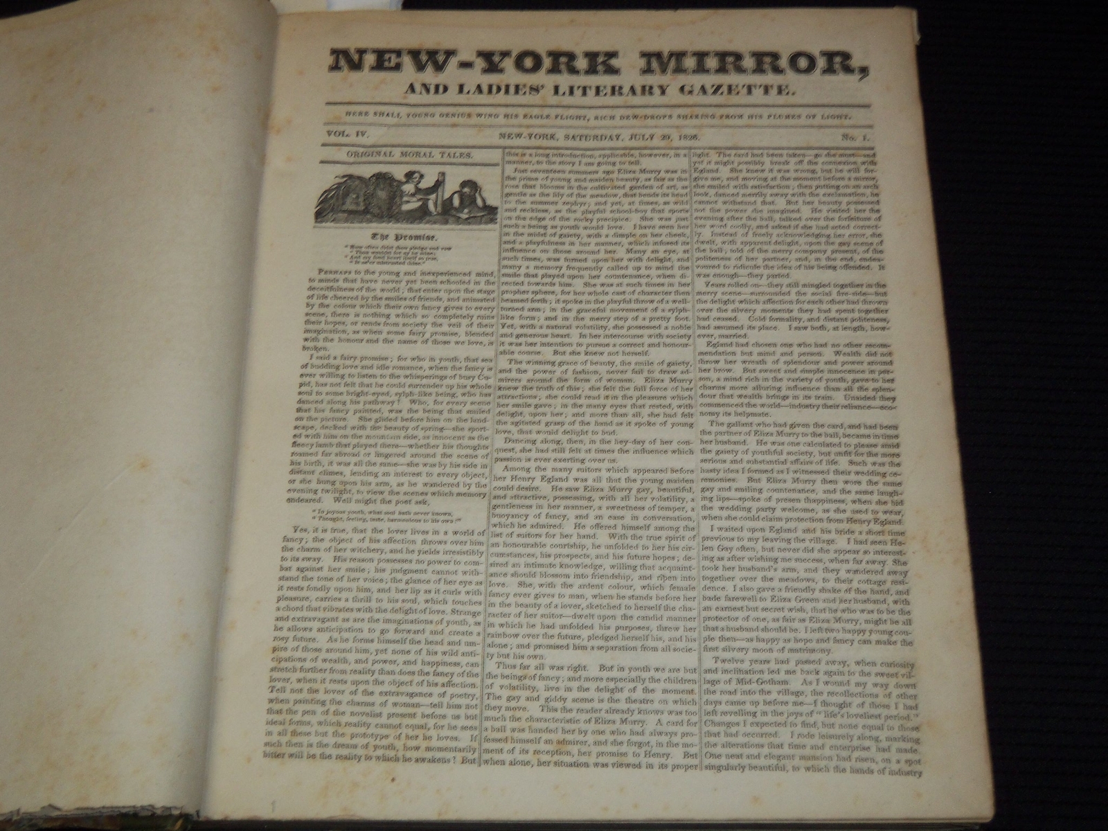1826-1827 NEW YORK MIRROR AND LADIES GAZETTE BOUND VOLUME NO. 4 – KD 4675N