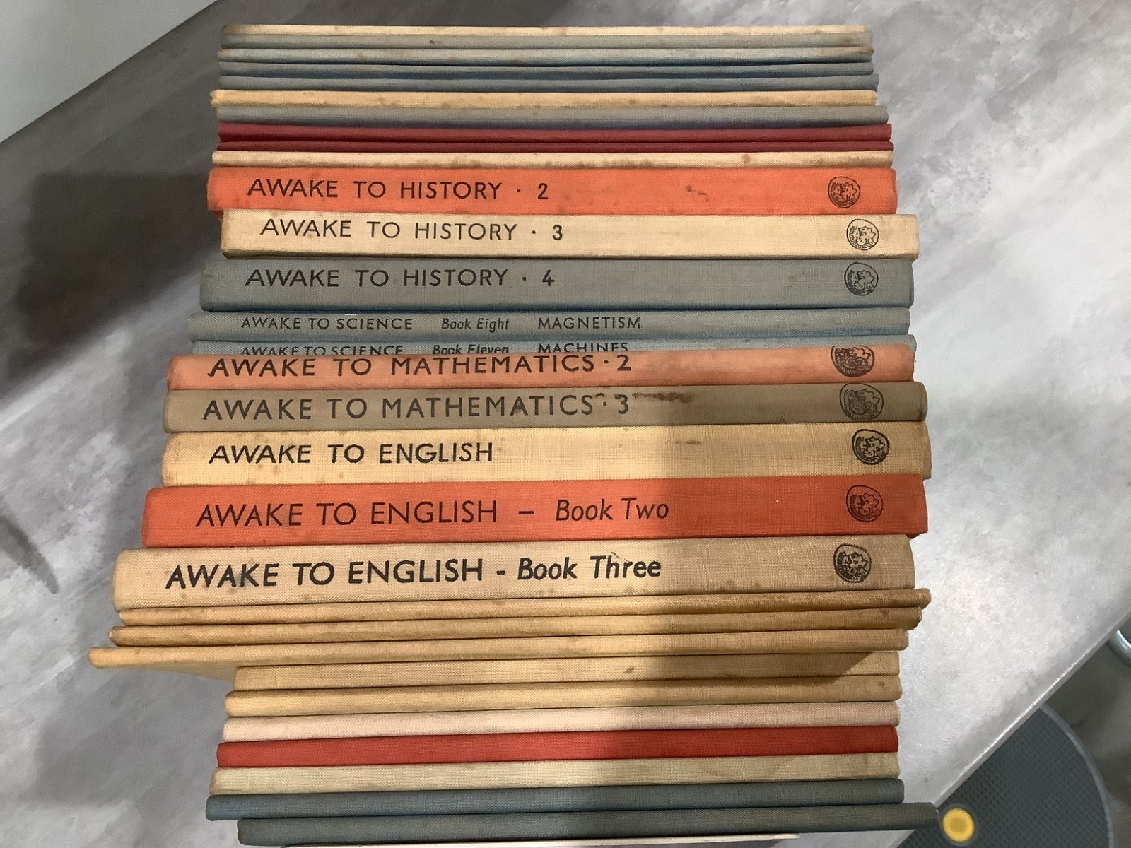 30 ‘Awake To’ + ‘Science is Fun’ books, 1960s – History, English, Maths, Science