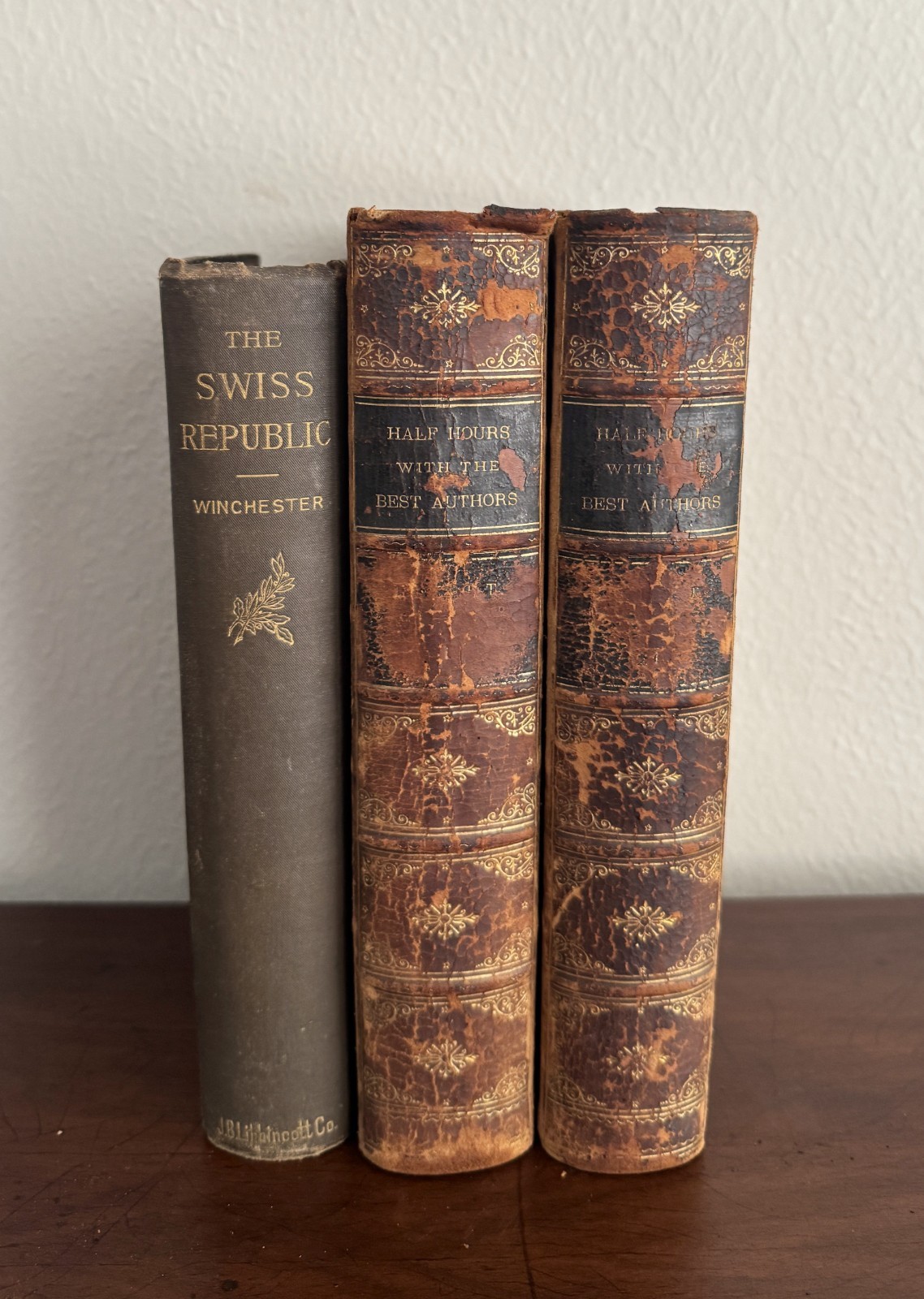 Antique Victorian Leather Bound Books Set of 3 | 1867 & 1891 | Charles Knight