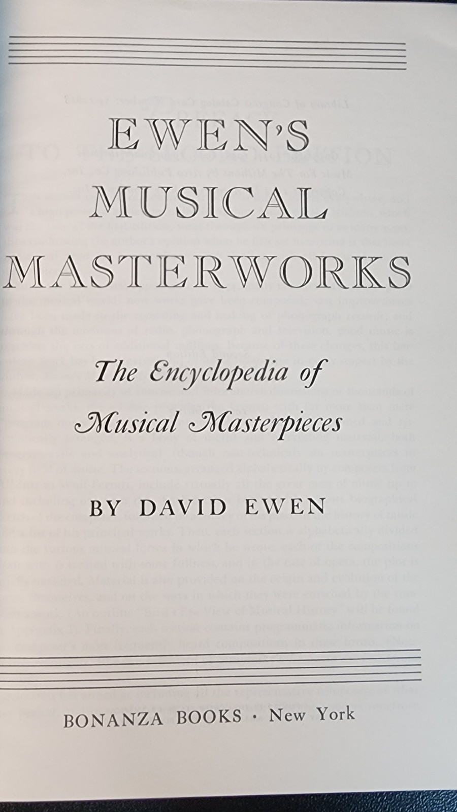 Vintage Classical Music Encyclopedia David Ewen Musical Masterworks HC DJ