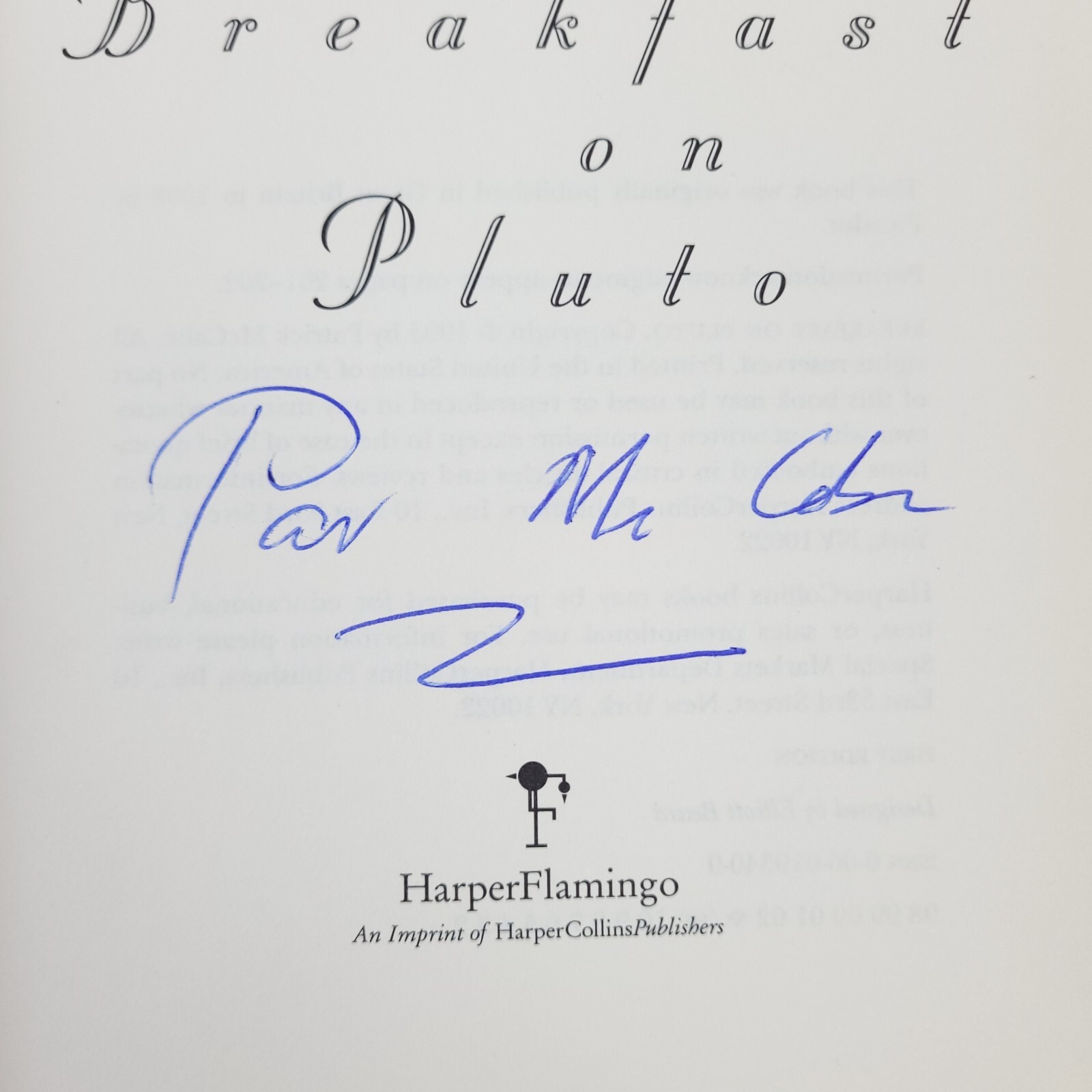 Breakfast on Pluto Patrick McCabe Signed HC 1998 First Edition