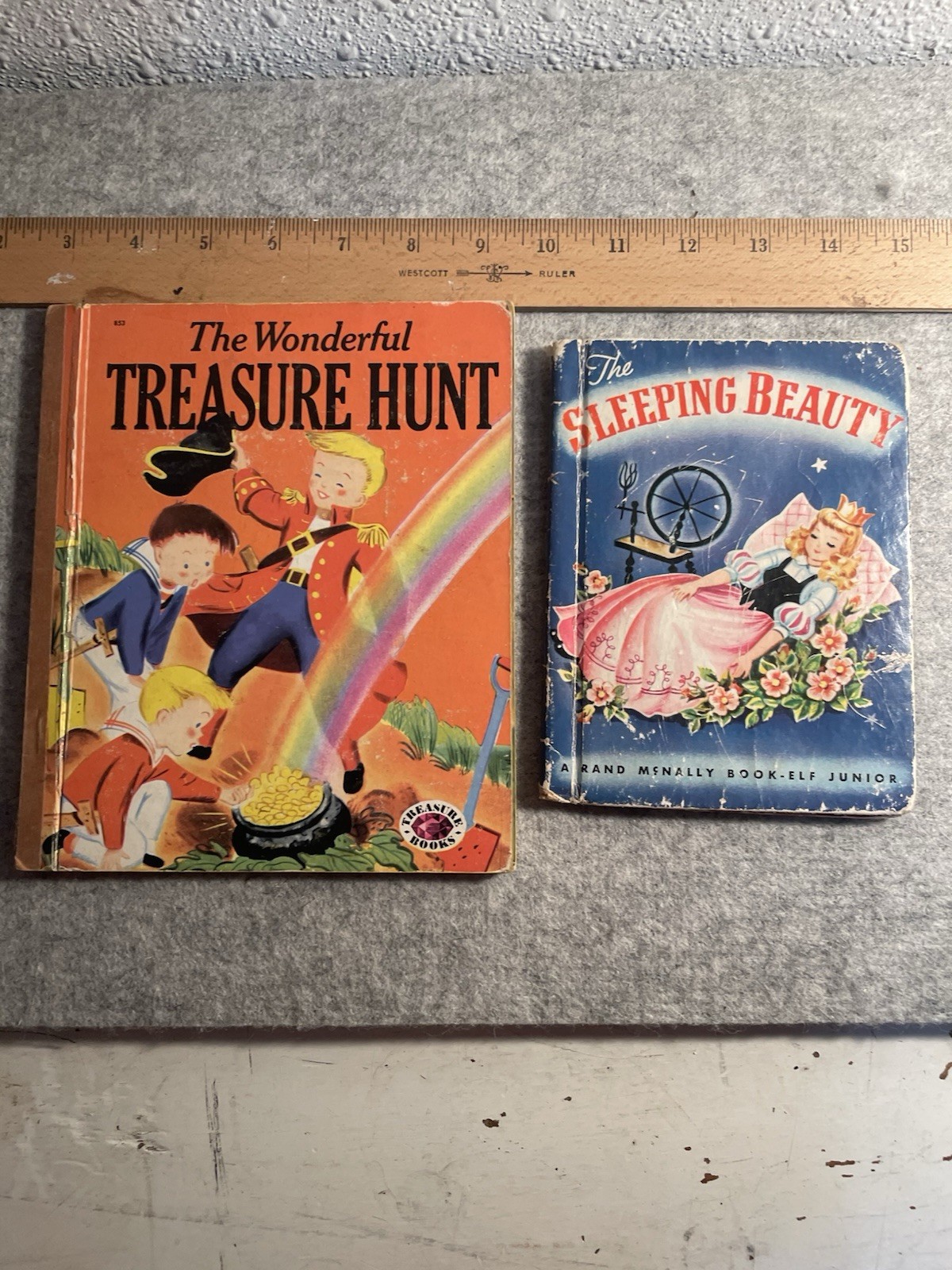 Lot of 2 Hardcover vintage kid’sbooks Wonderful Treasure Hunt + Sleeping Beauty
