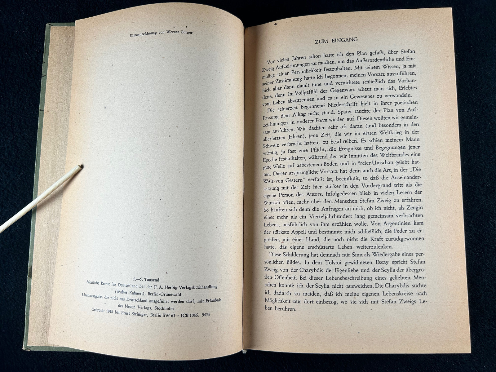 Stefan Zweig: Wie Ich Ihn Erlebte 1948 Friderike Zweig GERMAN HC 1st photos