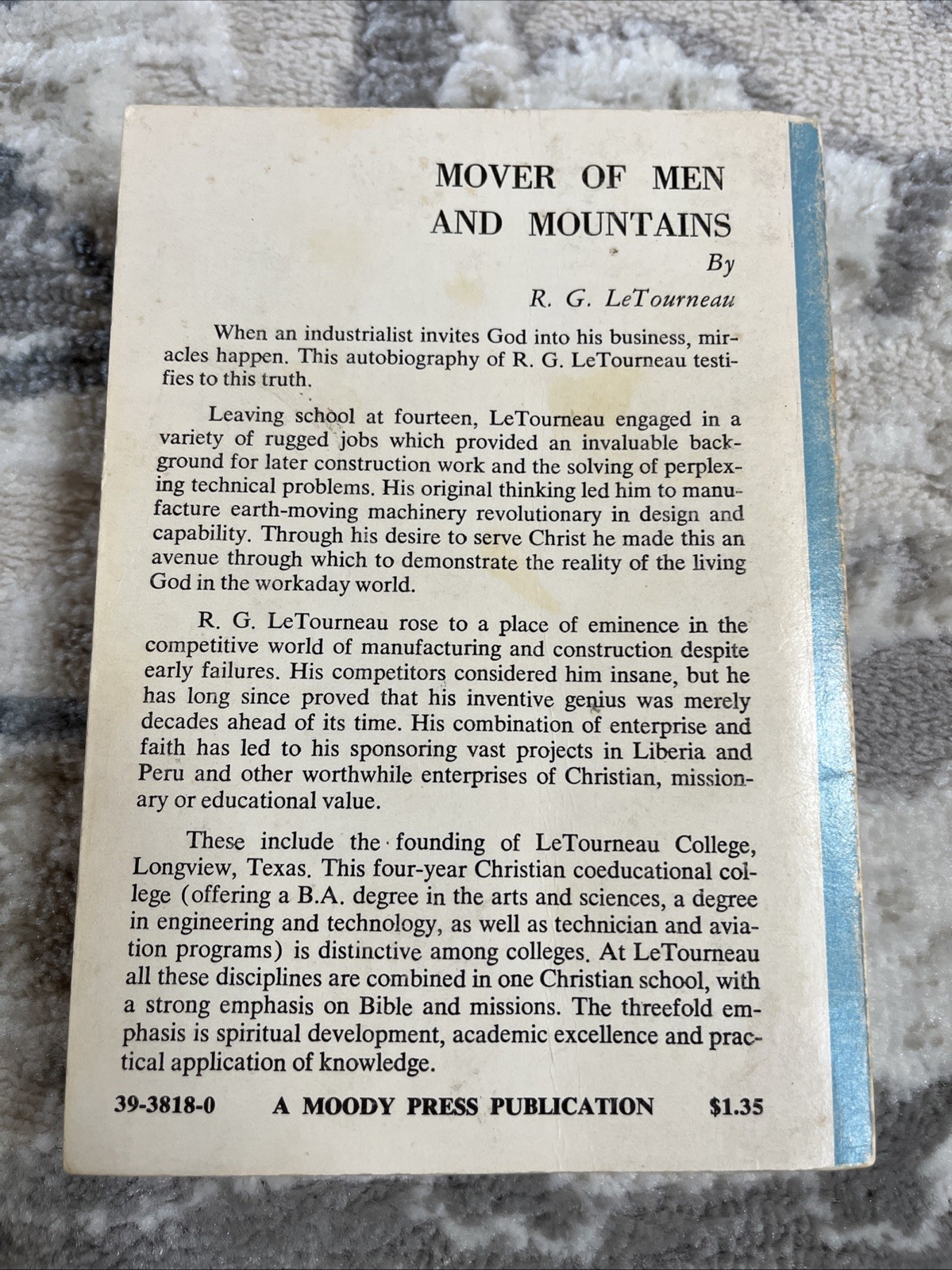 Mover Of Men and Mountains By R.G. LeTourneau Paperback Moody Press