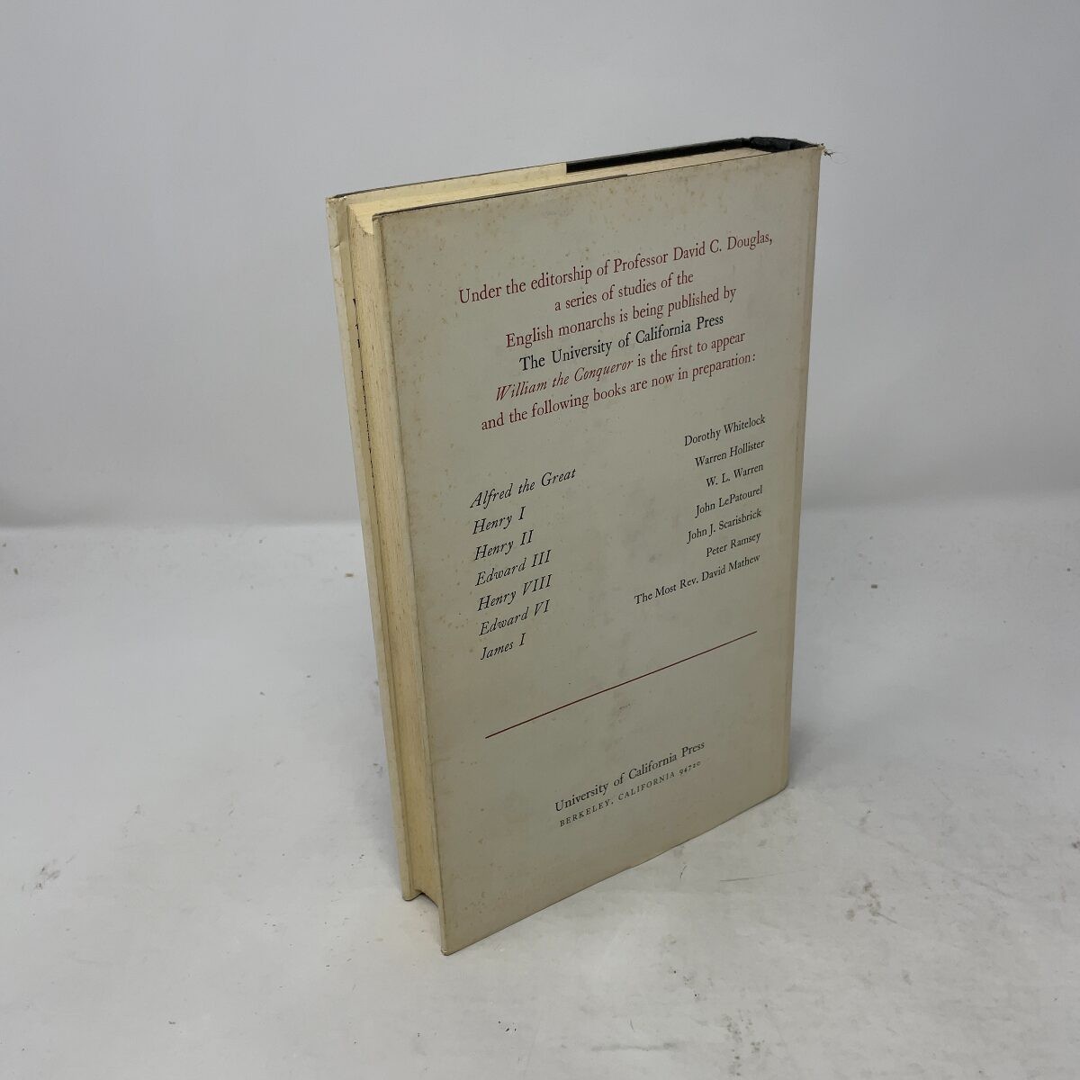 William the Conqueror by David C. Douglas HC First Edition Very Good 1964