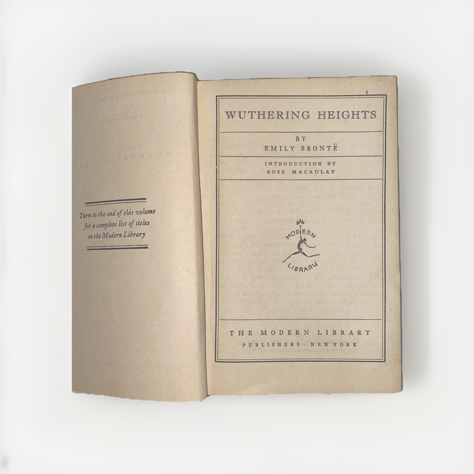 Emily Brontë Wuthering Heights Modern Library Hardcover Intro Rose Macaulay