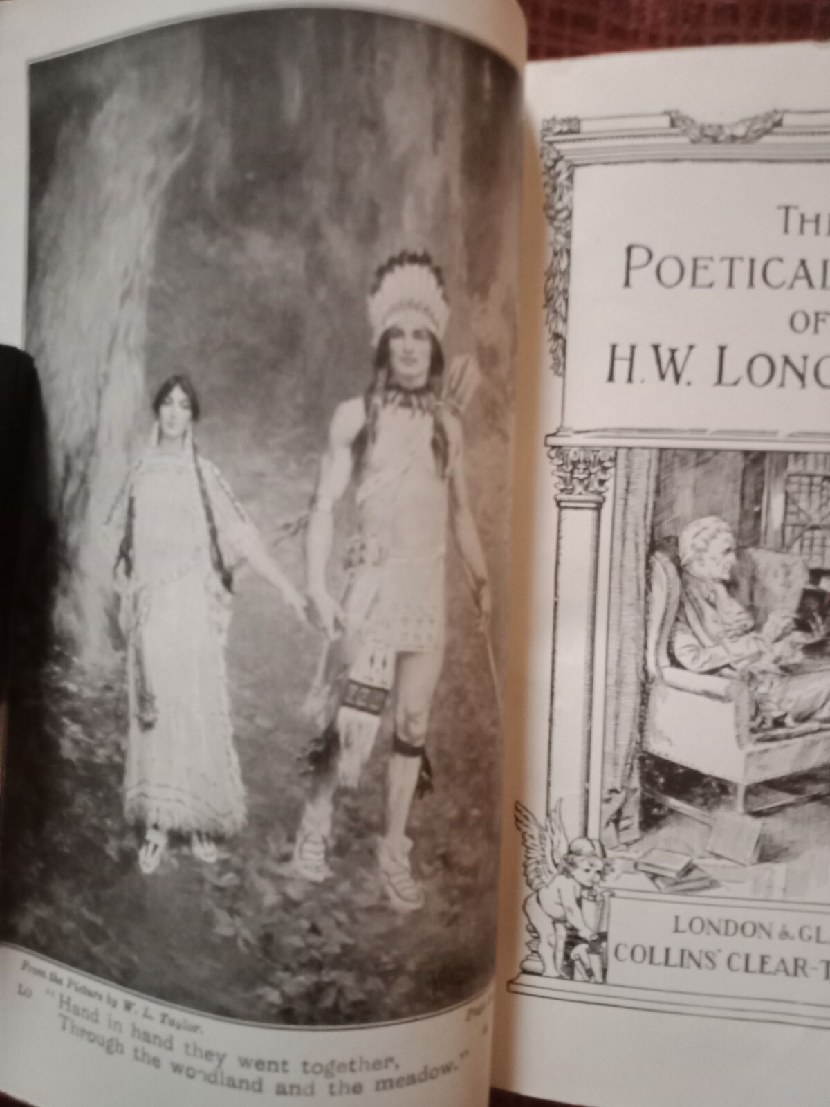 Longfellows Poems Poetical Works Illustrated Leather Vintage Pocket Book