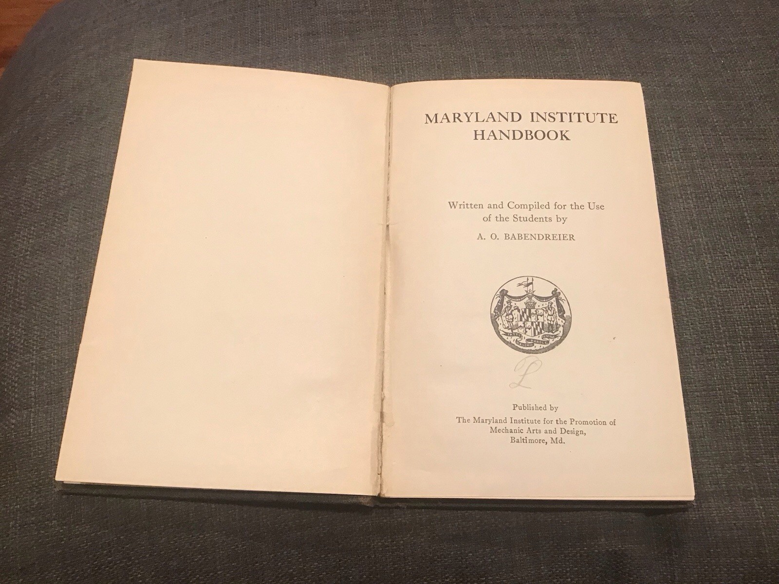 Maryland Institute Handbook 1920 Support of Elementary Mechanics Baltimore