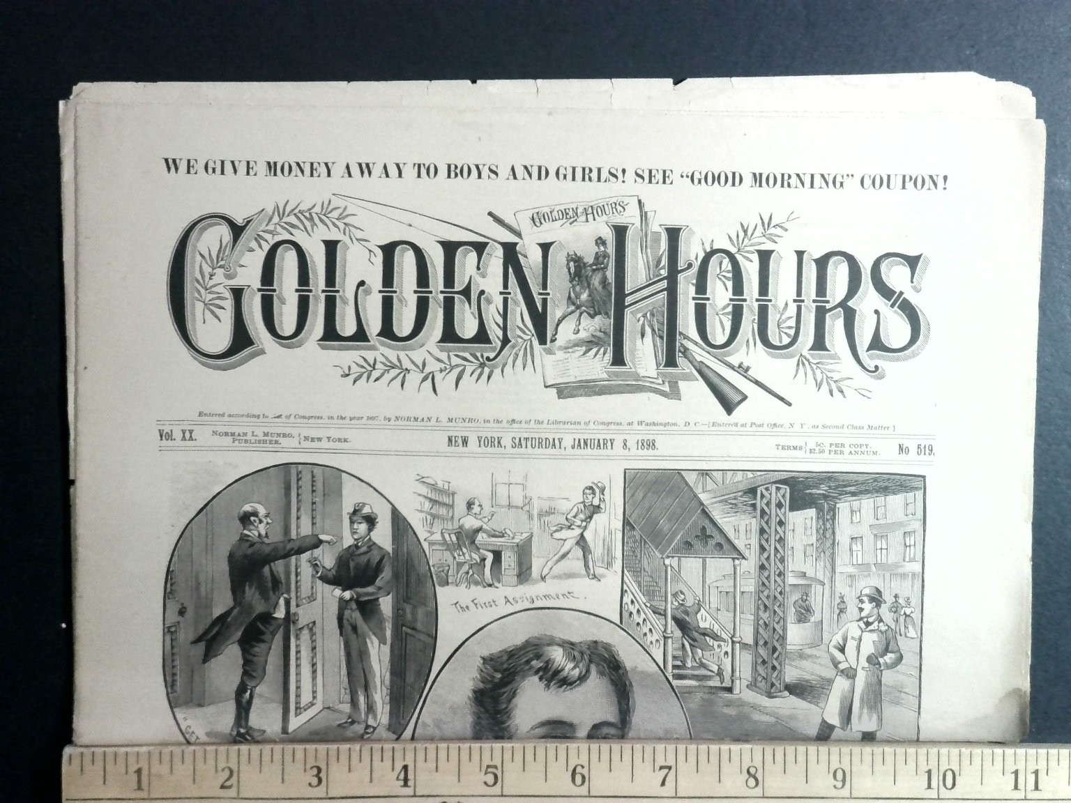 Golden Hours Vol. XX Norman L Munro January 8 1898 Illustrated Rare Magazine