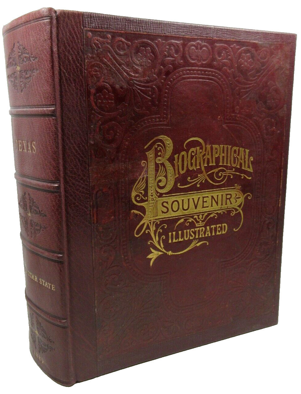 1889 1st ED „Biographical Souvenir of the State of Texas“ F.A. Battey Leather HB