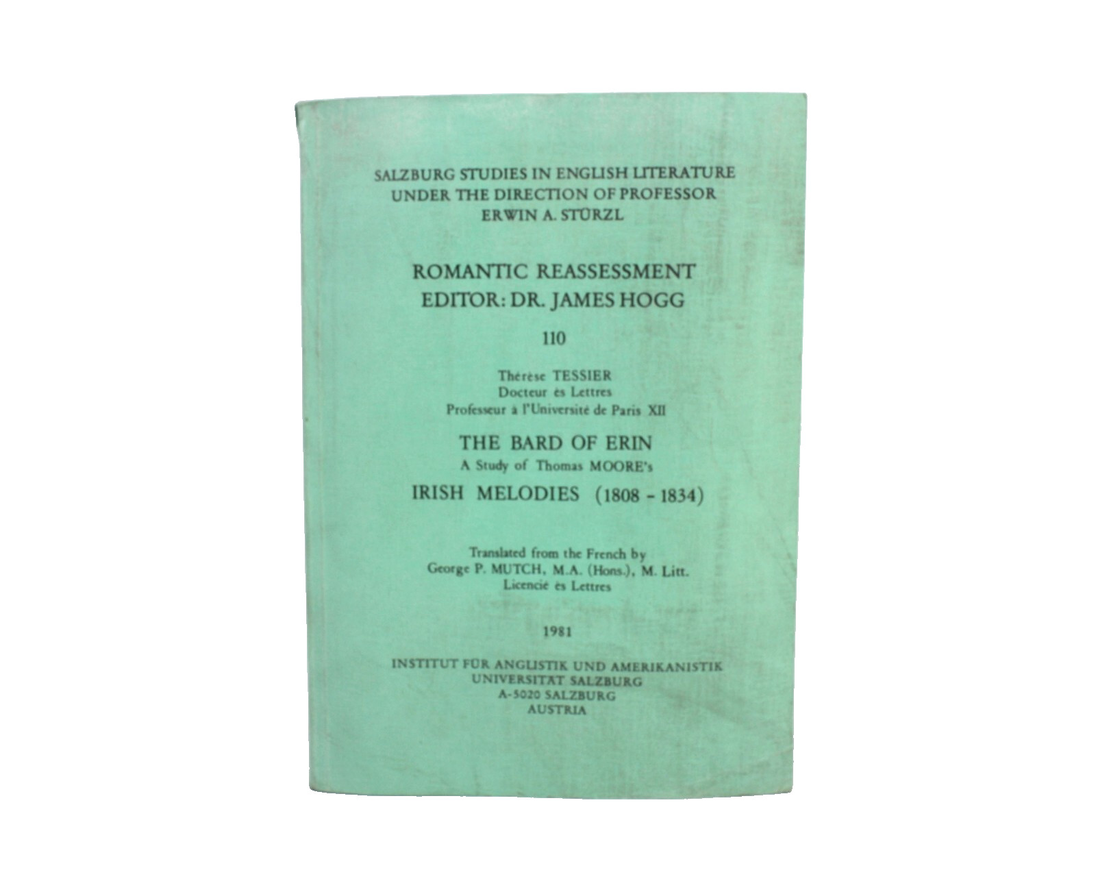 Salzburg Studies: Romantic Reassessment The Bard of Erin, Therese Tessier signed