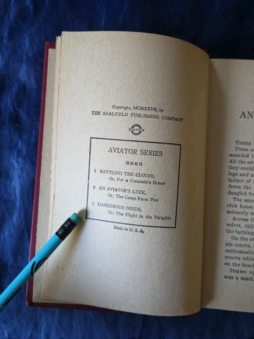 An Aviator’s Luck Camp Knox Plot By Captain Frank Cobb Antique 1927 Adventure