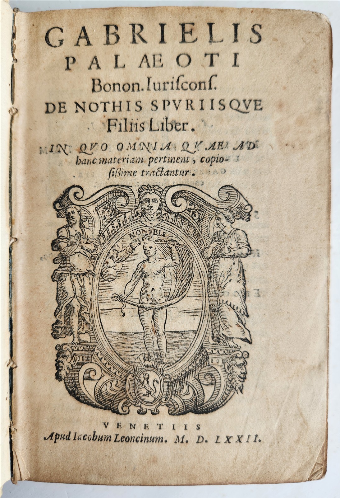 1572 CANON LAW by Gabriele Paleotti De nothis spuriisque filiis liber antique