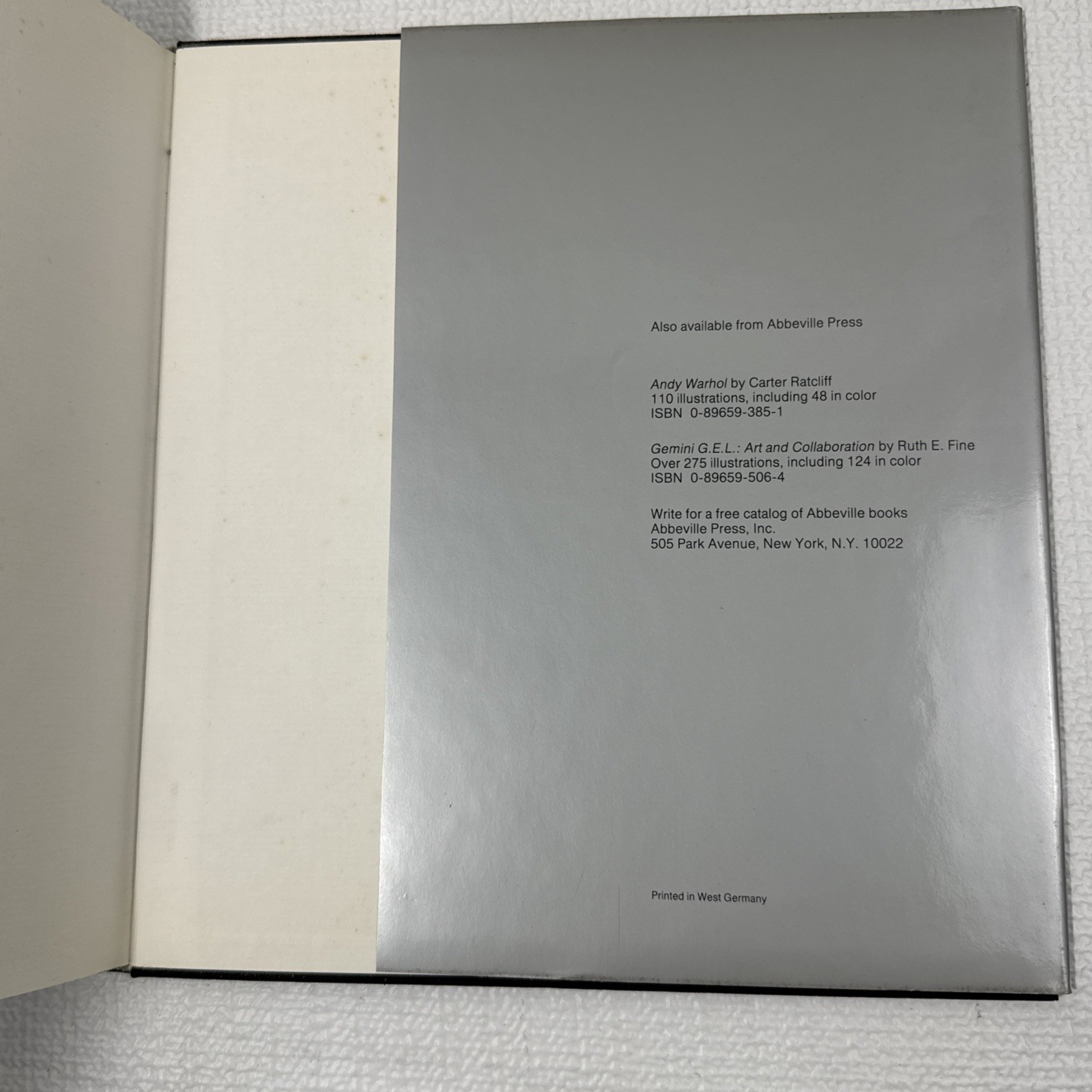 ANDY WARHOL PRINTS by Feldman/Schellmann – 1985 1st/1st HCDJ fine ART