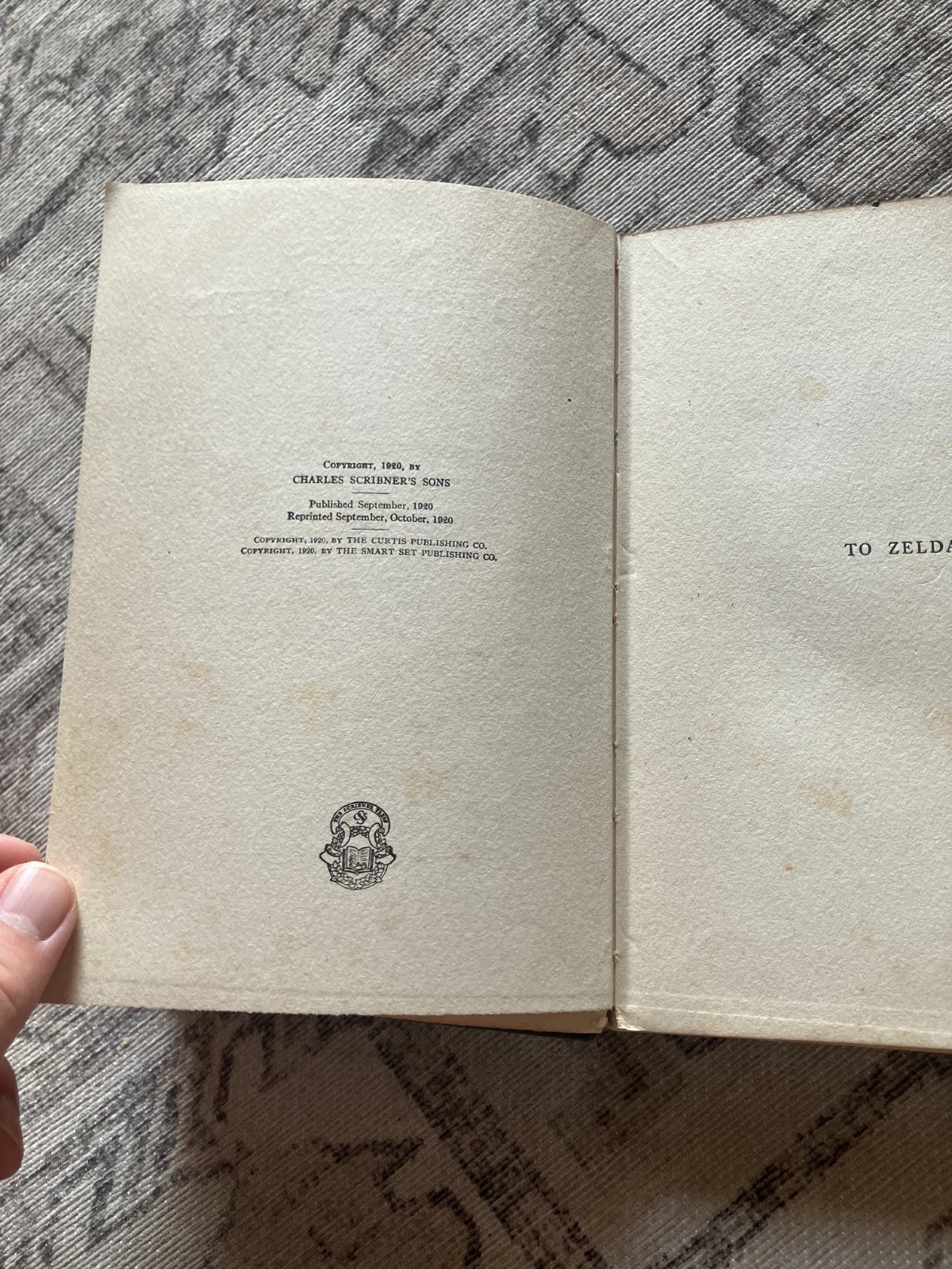 F. SCOTT FITZGERALD – FLAPPERS AND PHILOSOPHERS – 1ST ED, 3RD PRINTING, OCT 1920