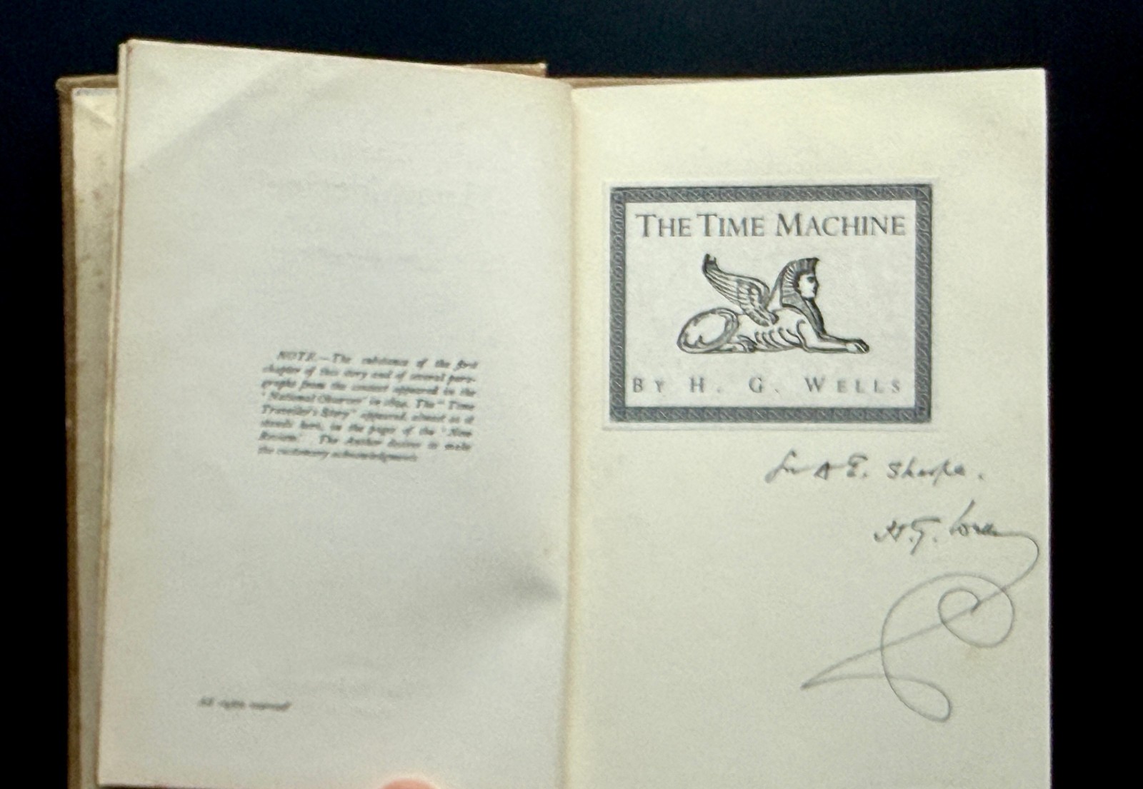 The Time Machine – First Edition, later edition- 1895 – H.G. Wells First Edition