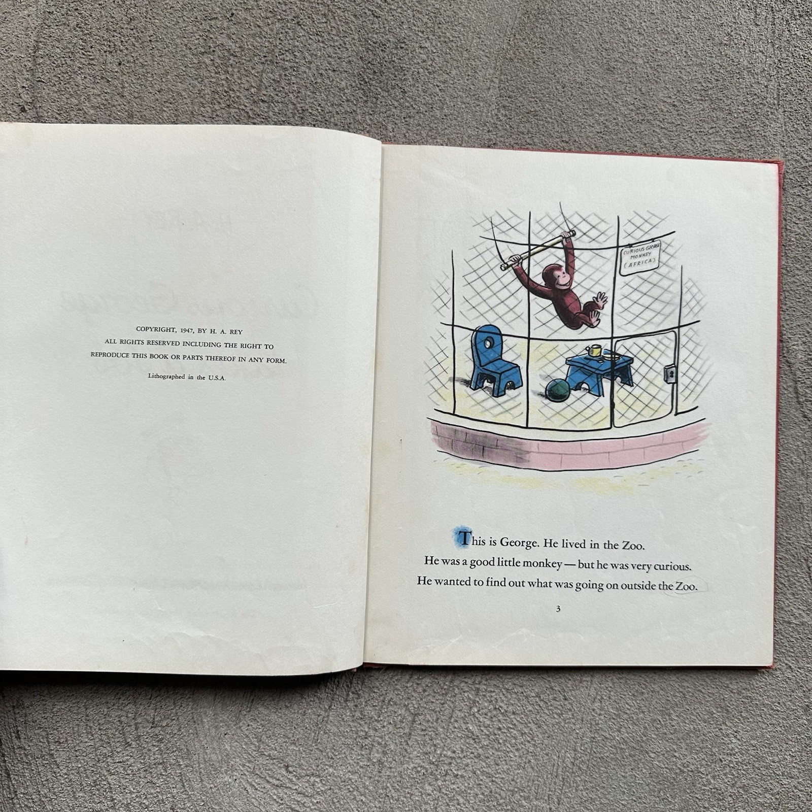 Vtg. Curious George 1941 H.A. Rey Houghton Mifflin Hardback Early Printing