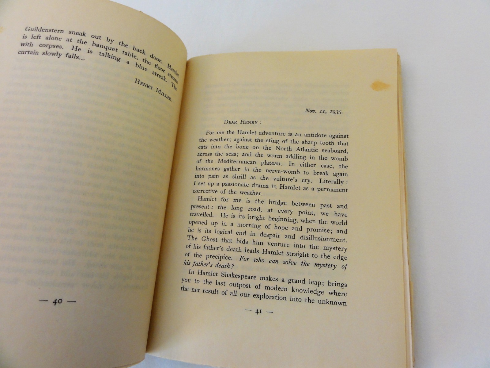 „HAMLET“ by HENRY MILLER & MICHAEL FRANKEL – VERY RARE – CARREFOUR 1939