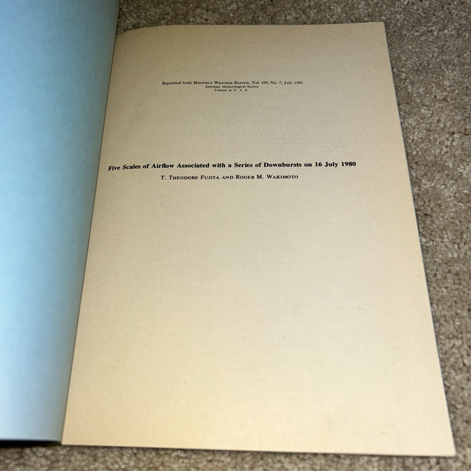 5 SCALES OF AIRFLOW – SERIES OF DOWNBURSTS 7/16/80 Weather Review by T. FUJITA
