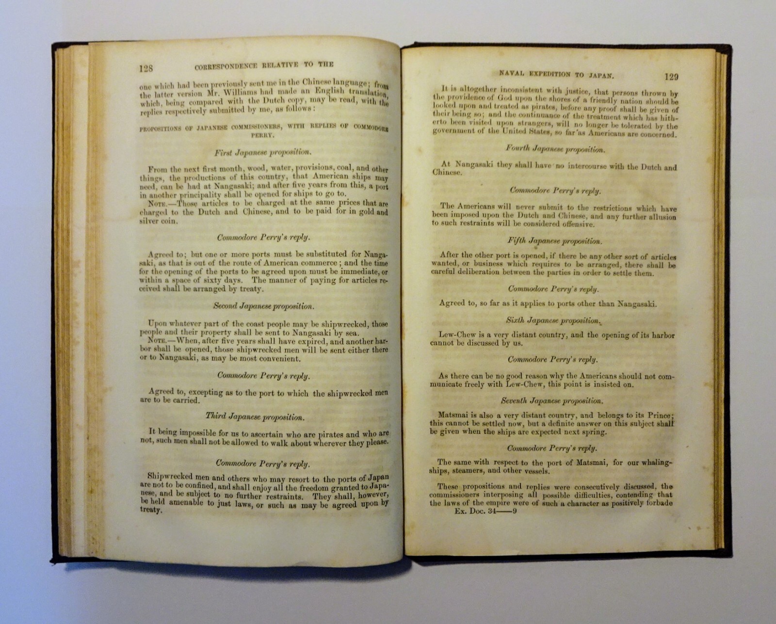 1855 COMMODORE MATTHEW PERRY Naval Expedition to Japan Correspondence, US Senate