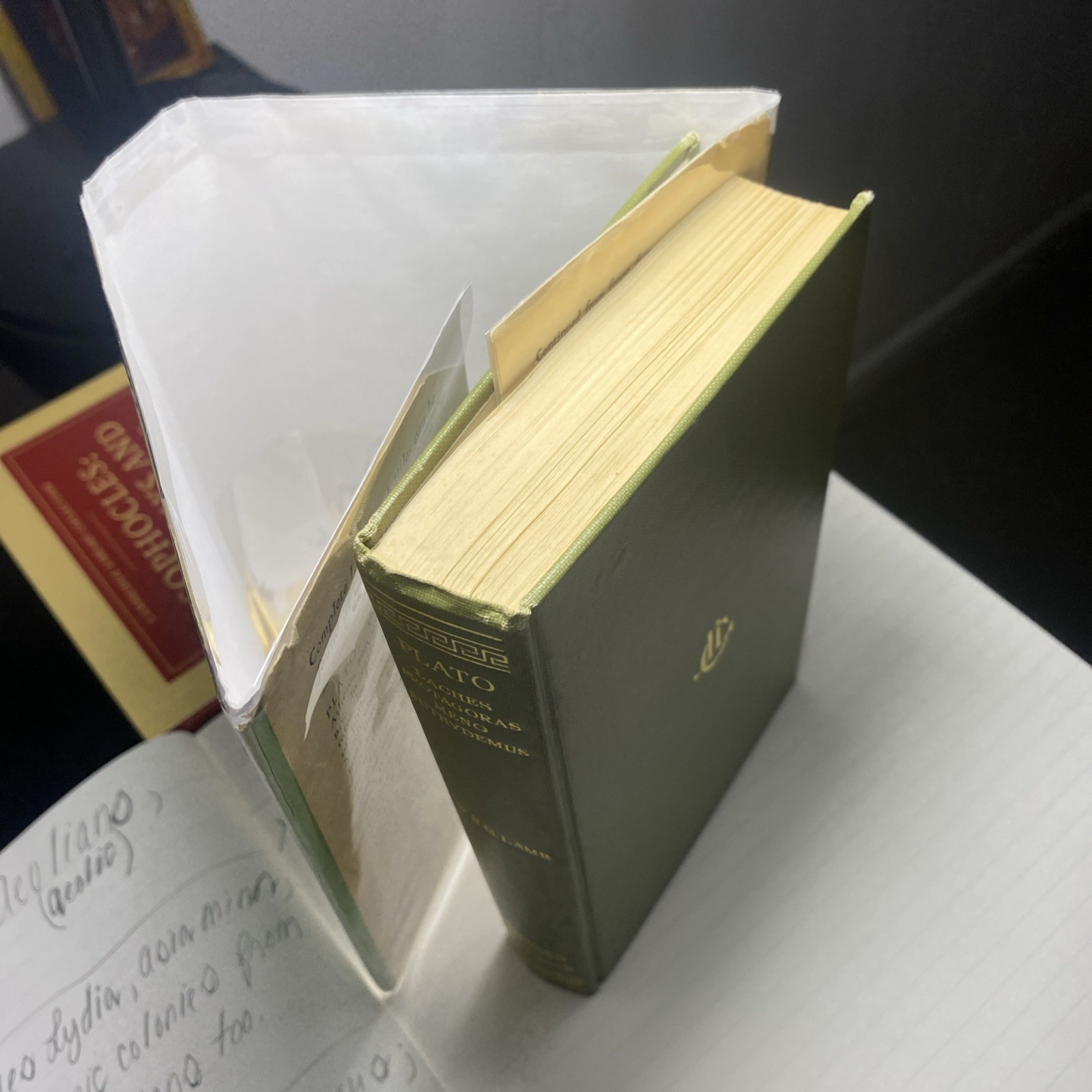 Loeb Classical Library, 10 copies: Plato, Aeschylus, Aristotle, and Demosthenes