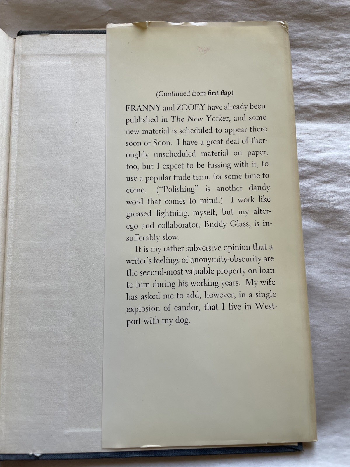 Franny and Zooey SALINGER Little Brown 1961 1st edition 1ST PRINTING inscribed
