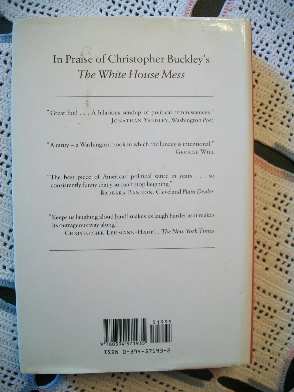 Wet Work (Christopher Buckley, 1990 1st Edition HCDJ)