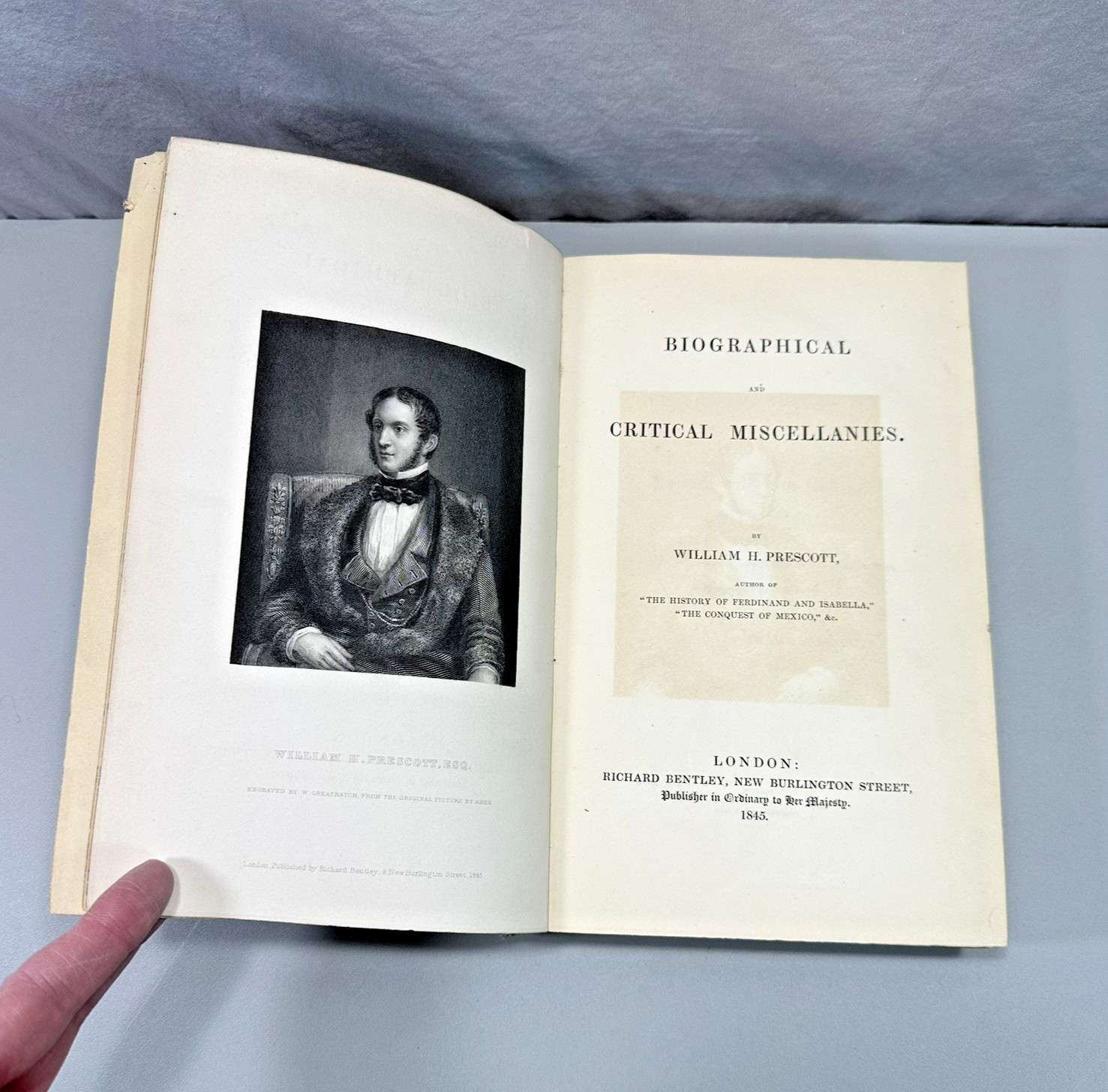 Biographical And Critical Miscellanies by William H. Prescott 1845 DAMAGED