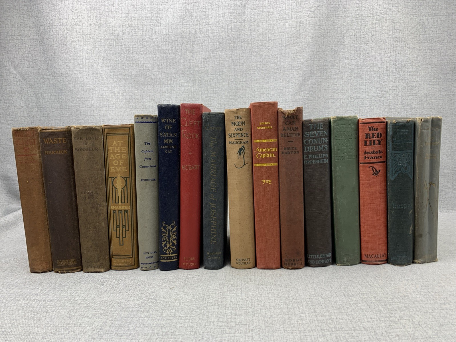 Lot of 16 Antique Decorative Vintage Fiction Books Instant Library Staging