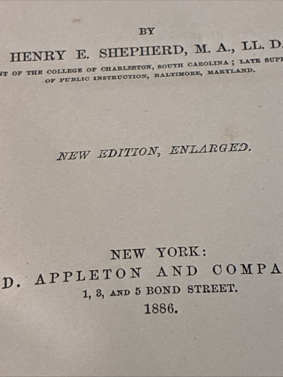 1886 An Historical Reader by Henry E. Shepherd Academic High School HB