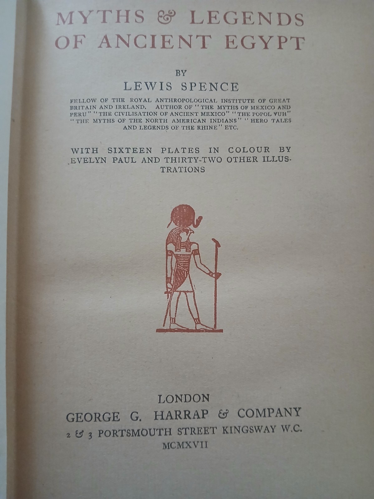 The Myths of Ancient Egypt by Lewis Spence 1917 16 Color Plates VGC