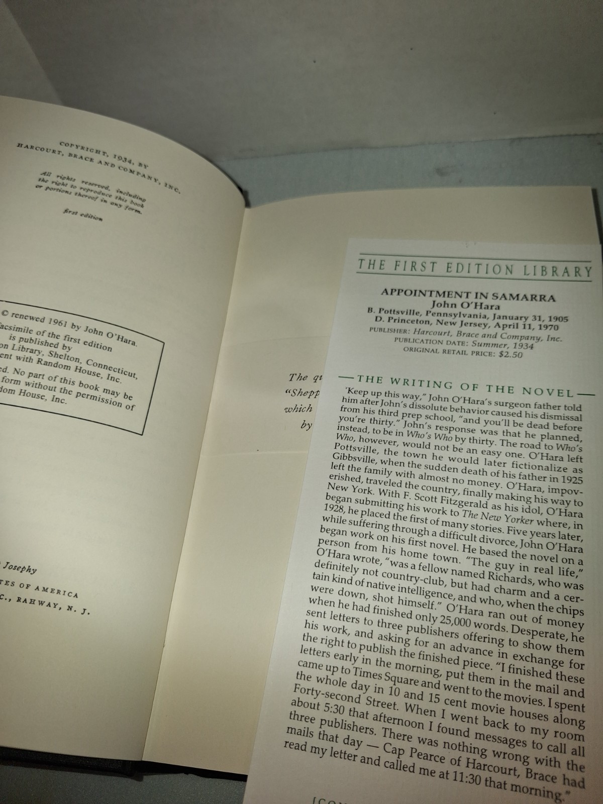 Appointment in Samarra : First Edition Library Facsimile edition