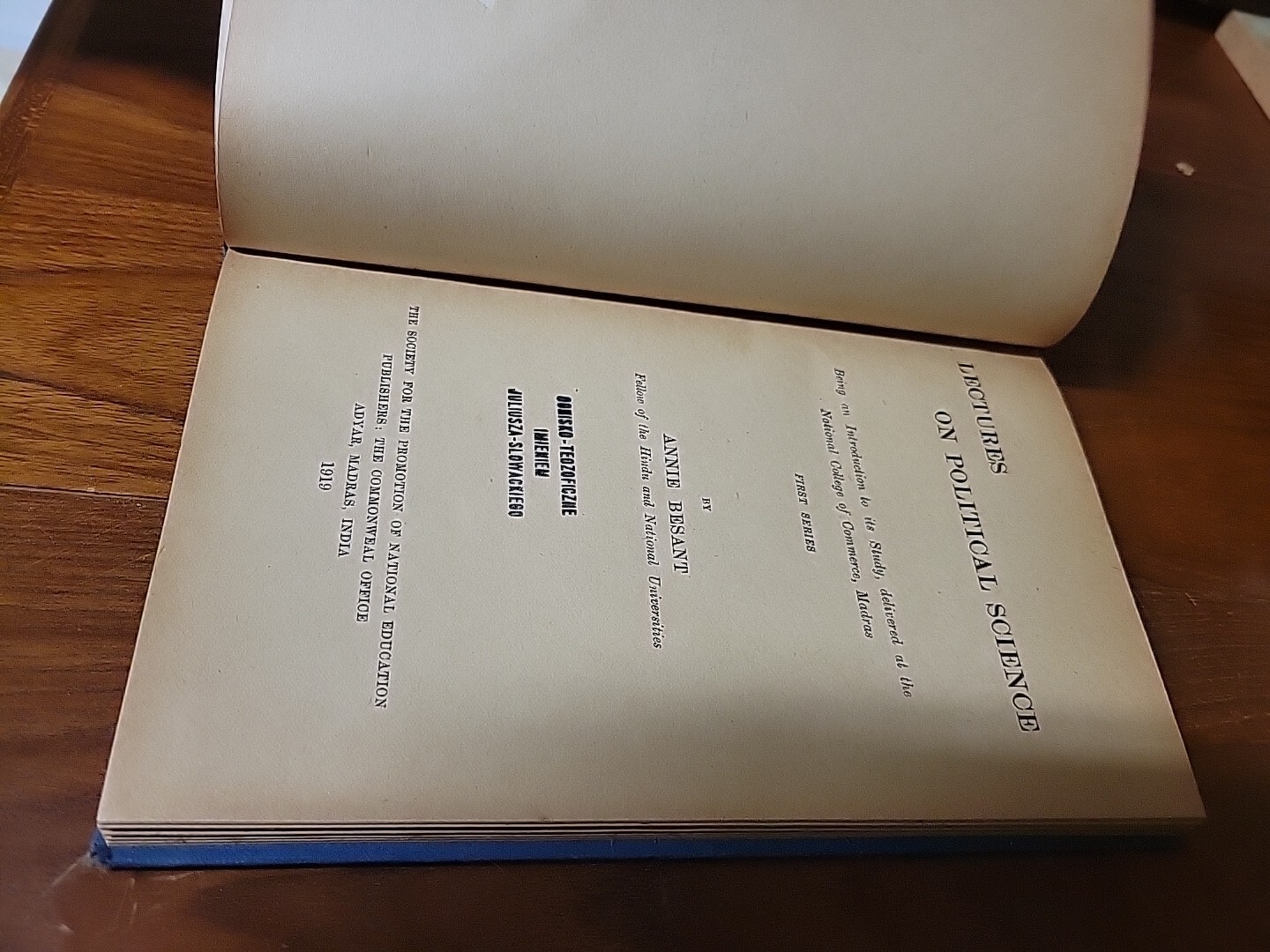 Lectures On Political Science – 1919 – Annie Besant – FIRST EDITION