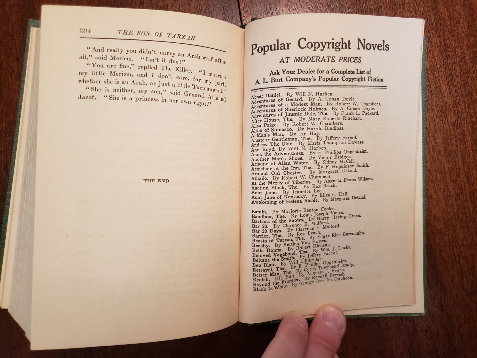 The Son of Tarzan by Edgar Rice Burroughs first A.L. Burt edition printing 1918