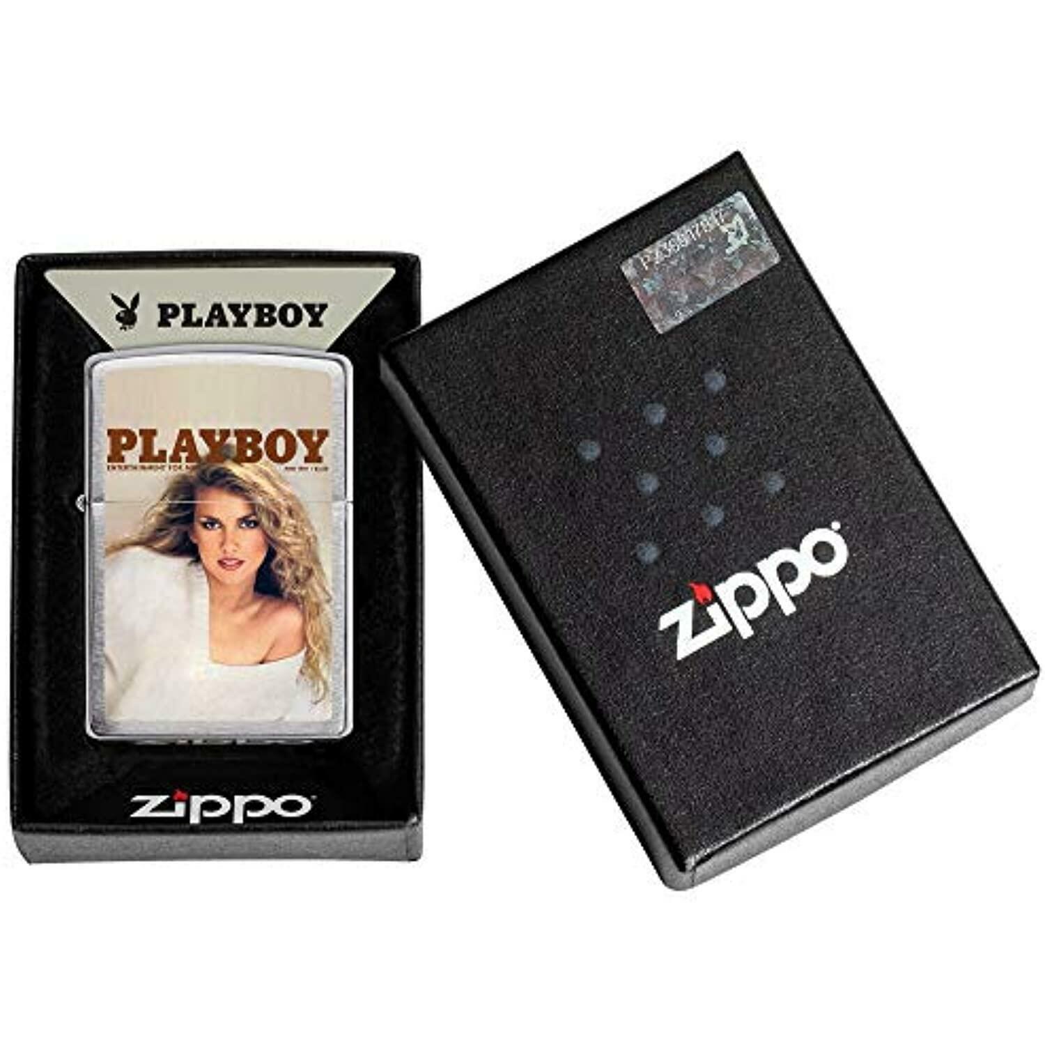 Zippo Playboy Cover June 1981 Pocket Lighter, Brushed Chrome, One Size