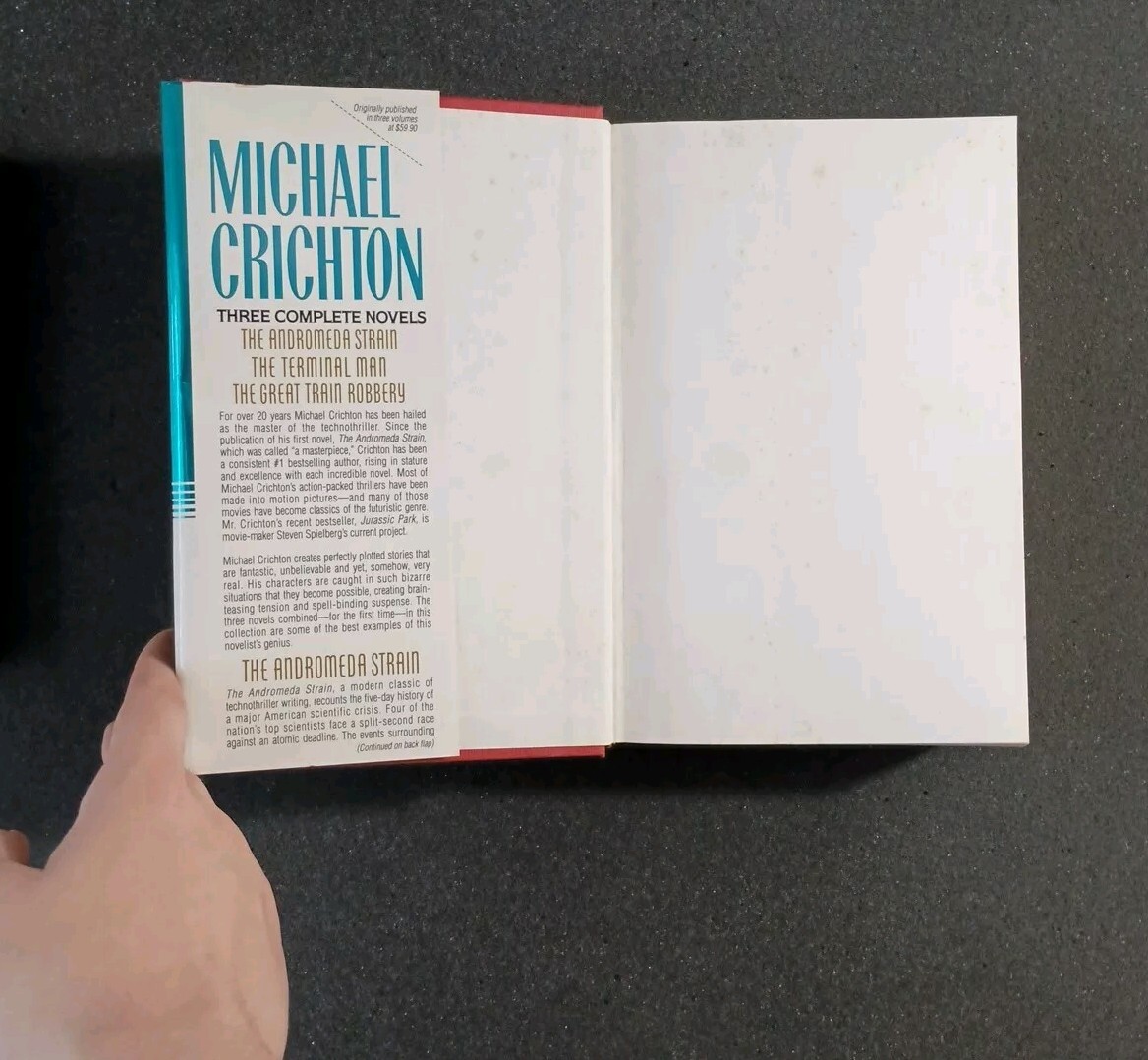 THREE COMPLETE NOVELS Crichton, Michael 1993 First Edition Thus First Printing
