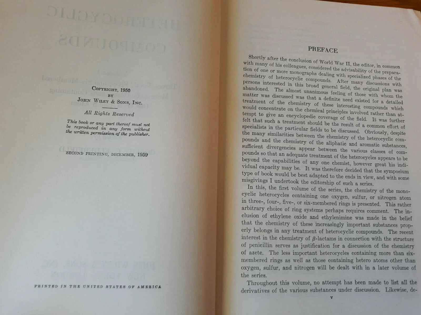 Heterocyclic Compounds By Robert Elderfield Vol 1 1959