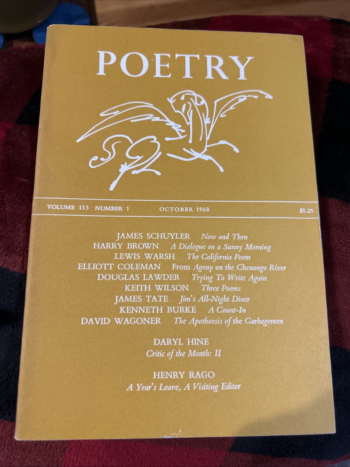 Poetry Volume 113 Number 1 October 1968 / 1st Edition James Schuyler Henry Rago